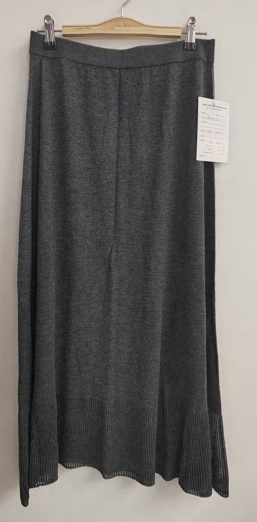 Charcoal knit midi skirt, style DS26-08030-B, from the Knitwear World sample collection