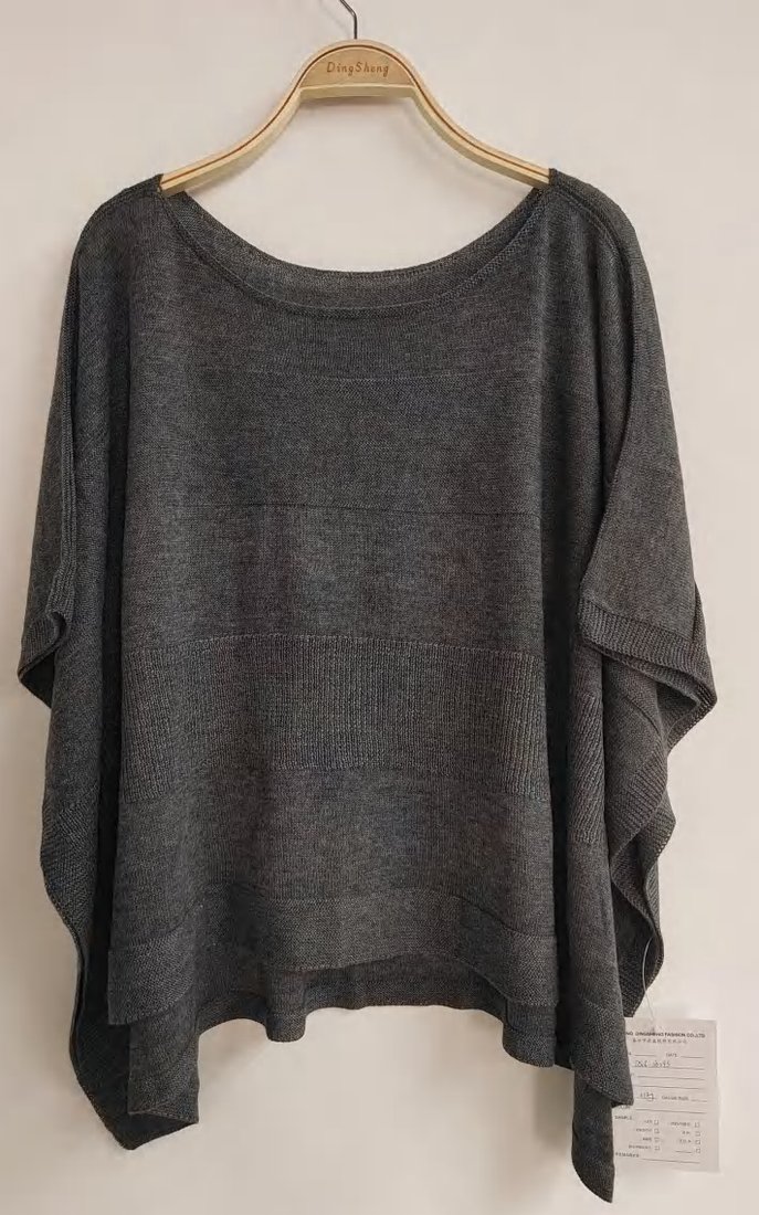 Charcoal oversized batwing knit top, style DS26-08043, from the Knitwear World sample collection