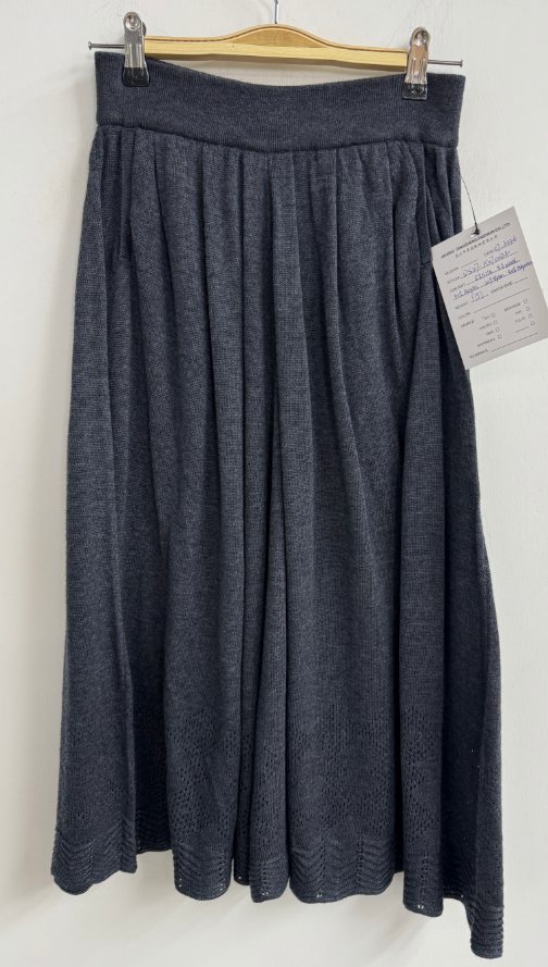 Charcoal pleated knit midi skirt, style DS27-K070022, from the Knitwear World sample collection
