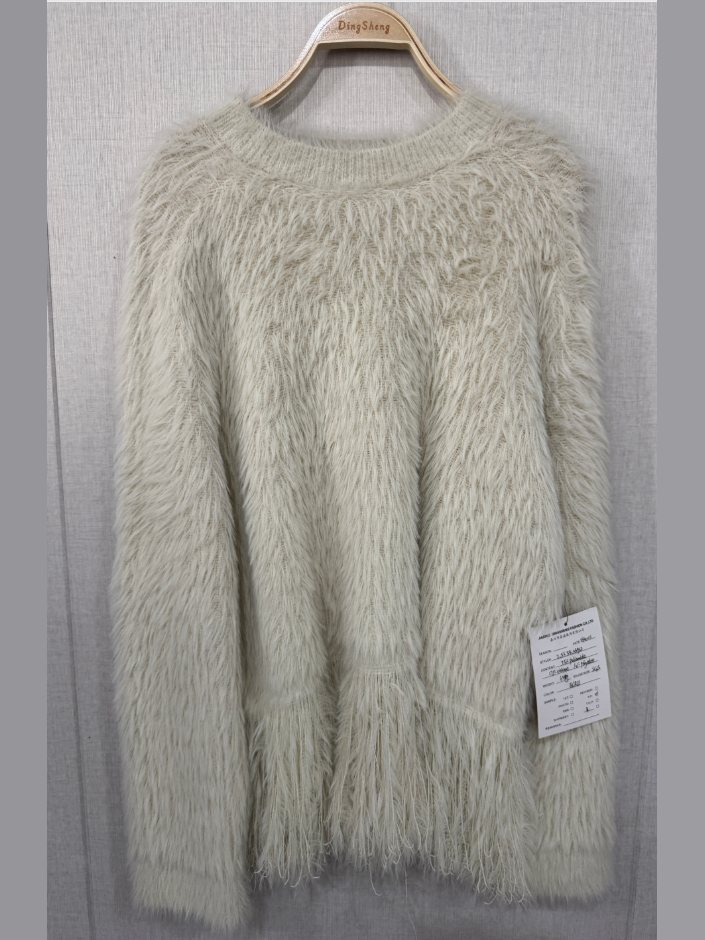 Ivory shaggy faux-fur pullover, style 2.53.54.23932, from the Knitwear World sample collection