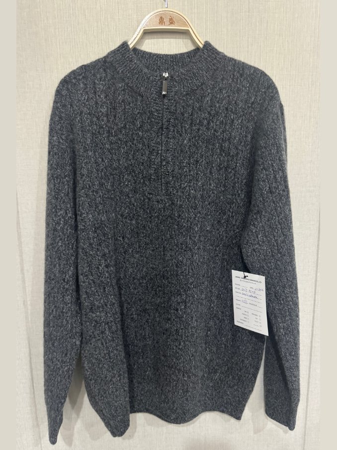 Men's grey marl cashmere zip cardigan, style DS27-K10116, from the Knitwear World sample collection