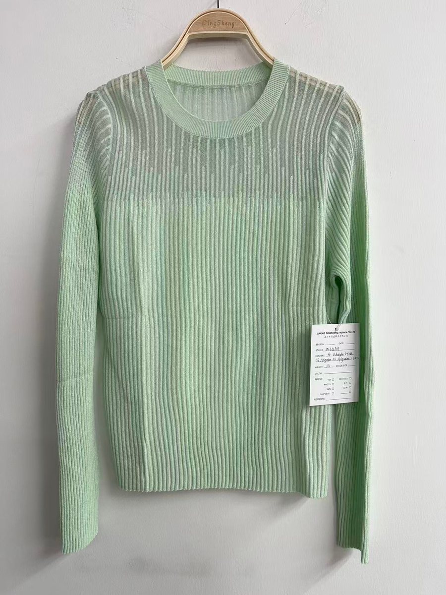 Mint sheer-rib pullover, style DS27-YS7219, from the Knitwear World sample collection