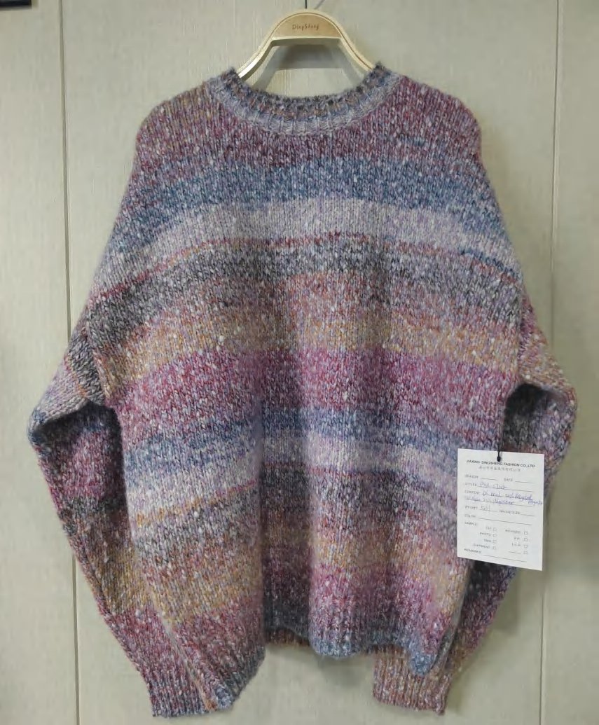 Multicolour space-dyed pullover, style DS26-07002, from the Knitwear World sample collection