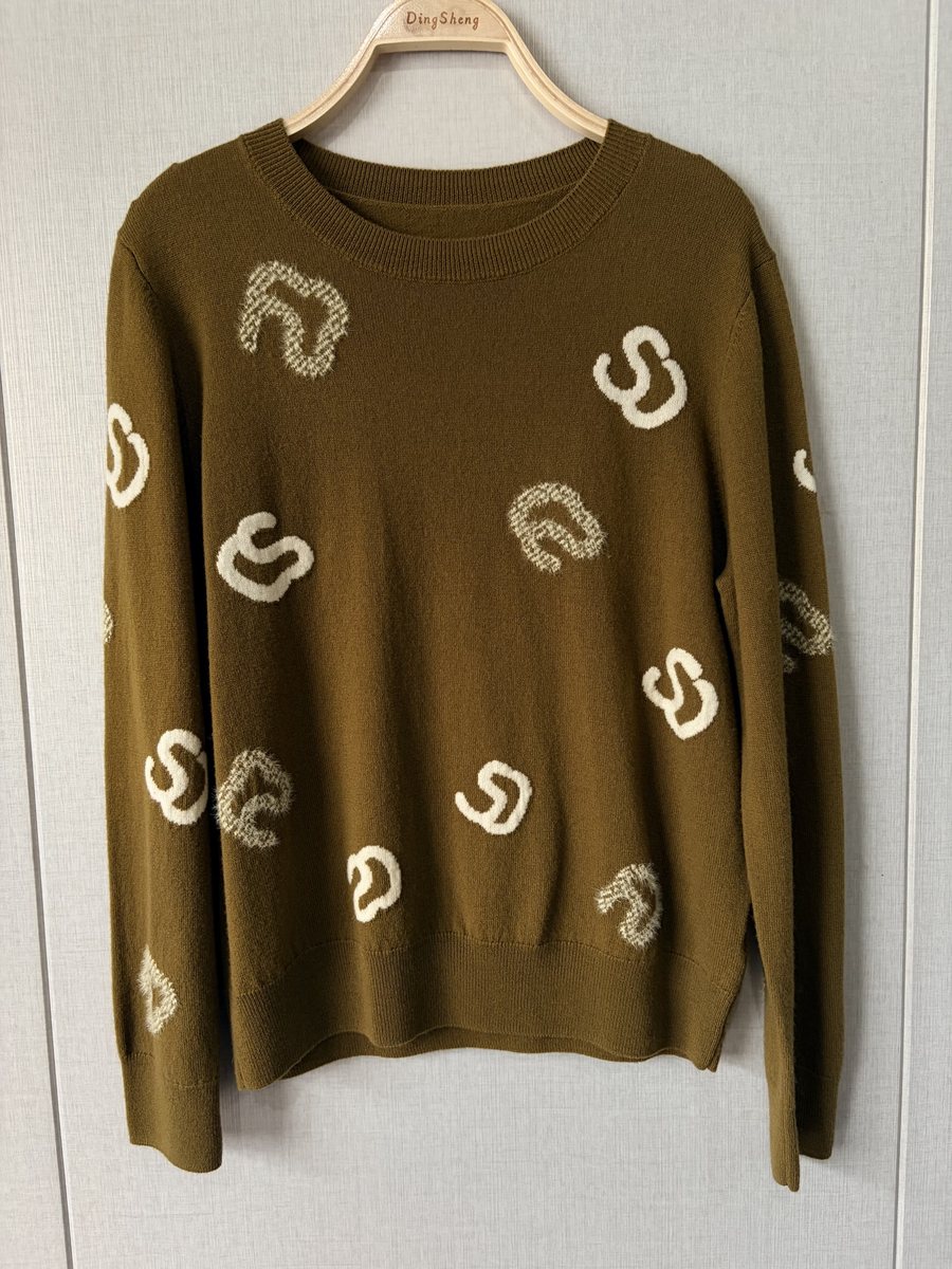 Olive pullover with textured motifs, style DS25-03086, from the Knitwear World sample collection