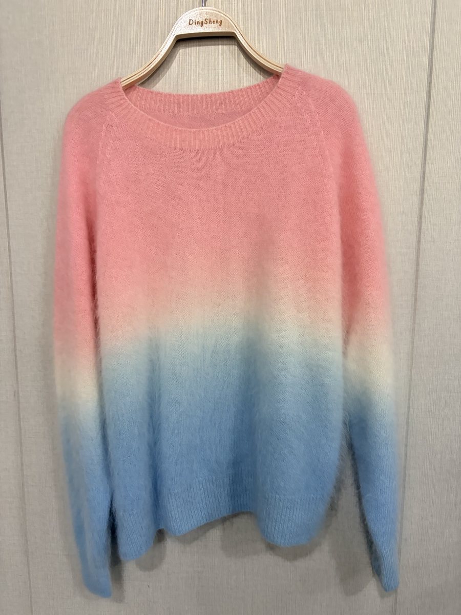 Pink-to-blue ombré brushed pullover, style DS27-B07008, from the Knitwear World sample collection