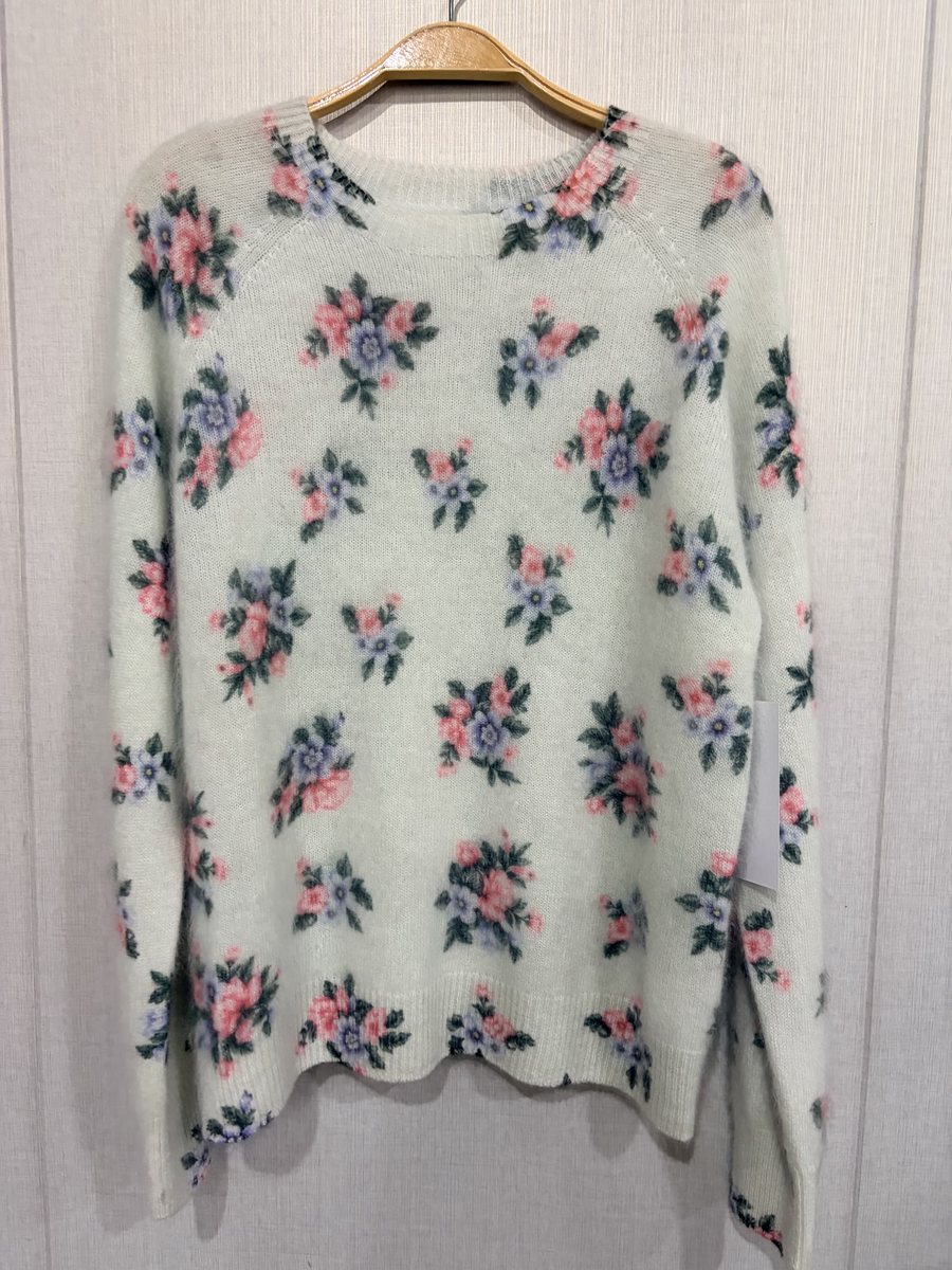 Rose sprig print brushed pullover, style DS27-B07010, from the Knitwear World sample collection
