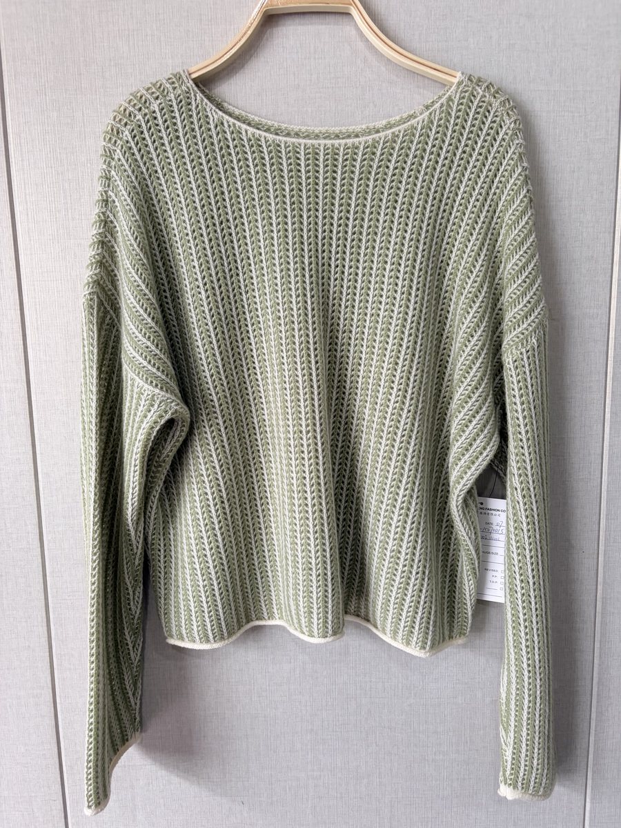 Sage open-rib wool pullover, style DS27-K070015, from the Knitwear World sample collection
