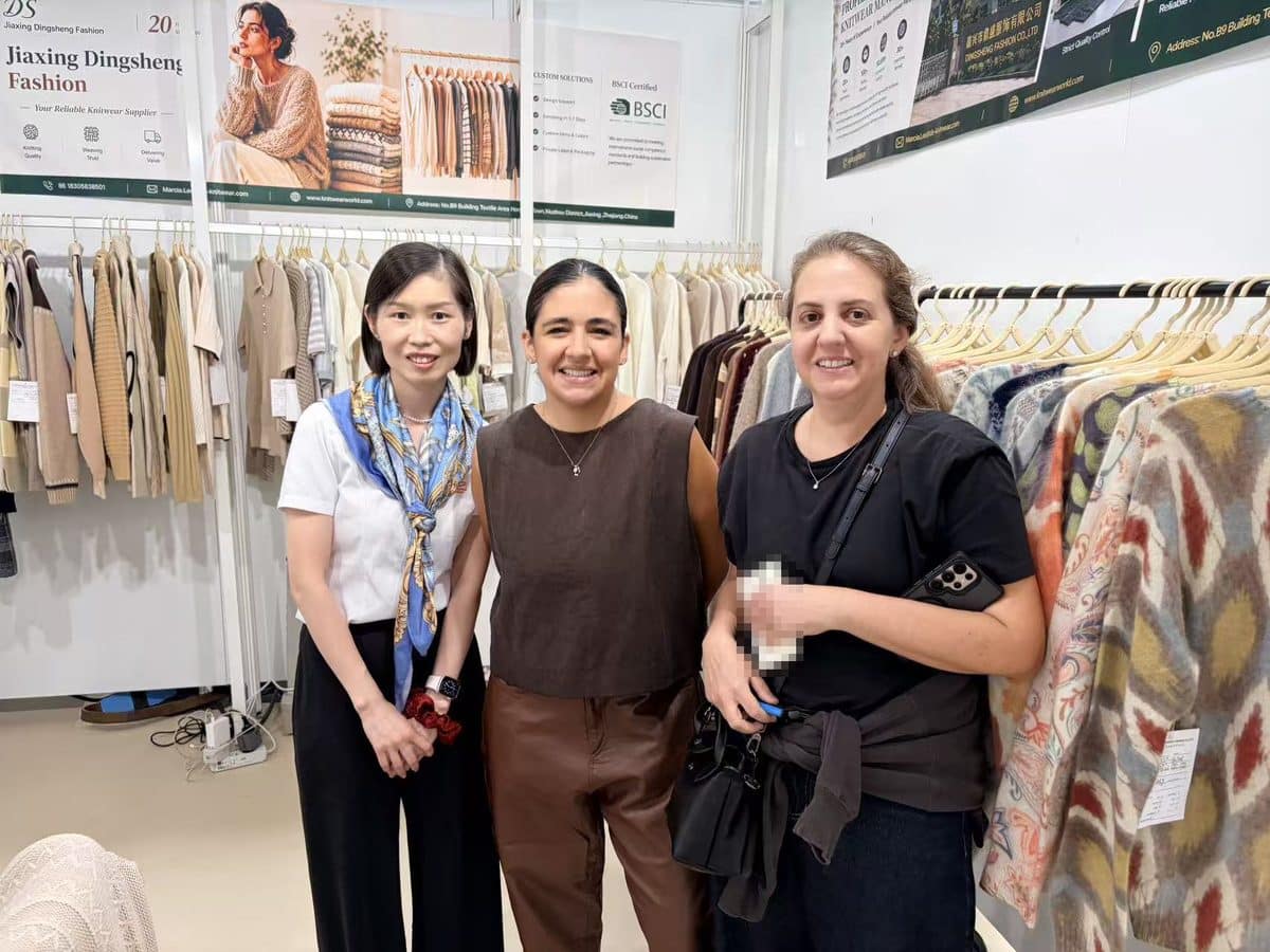 Marcia Lee with buyers at Texworld Apparel Sourcing Paris