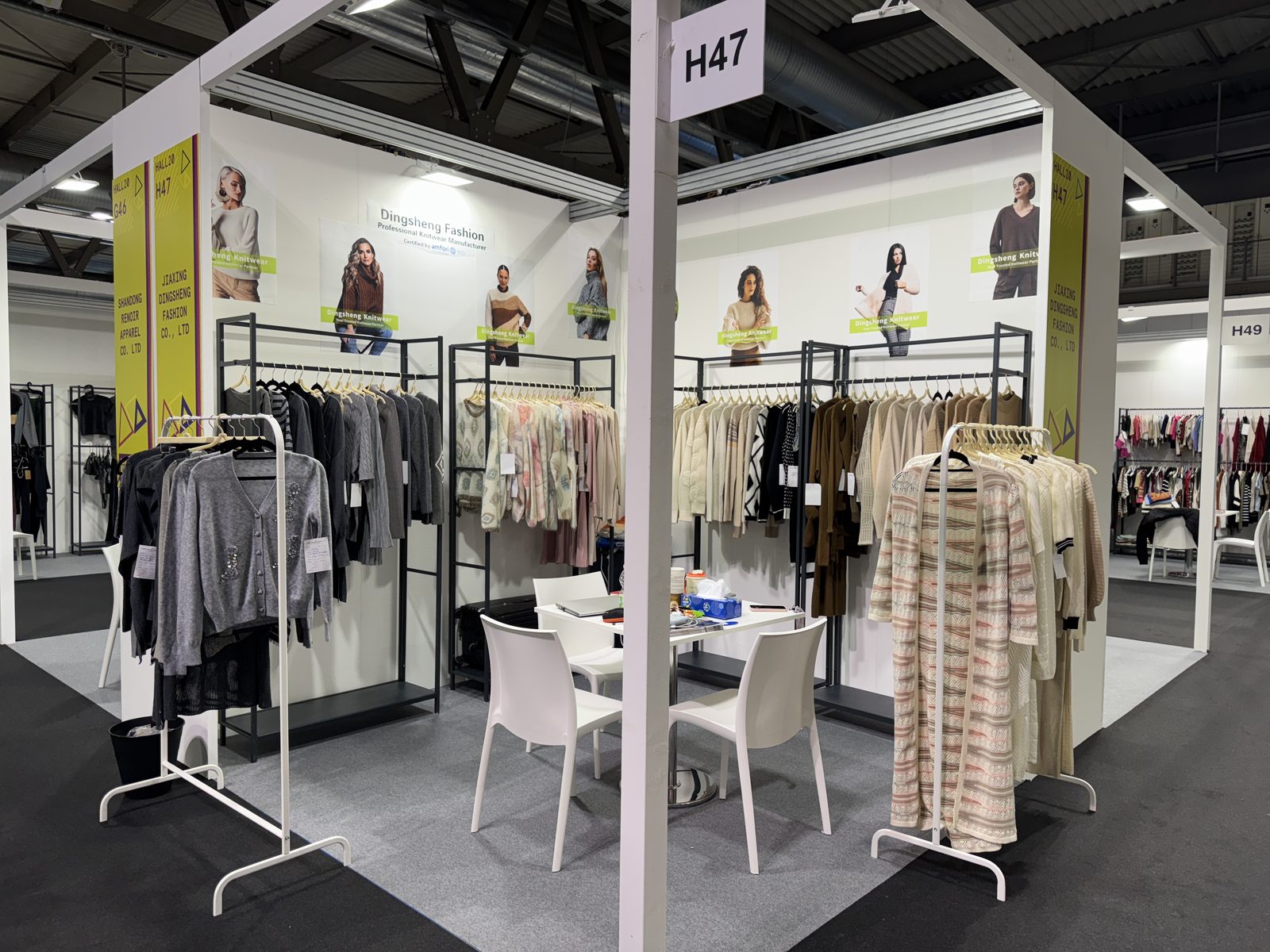 Knitwear World stand H47 at a trade fair in Europe