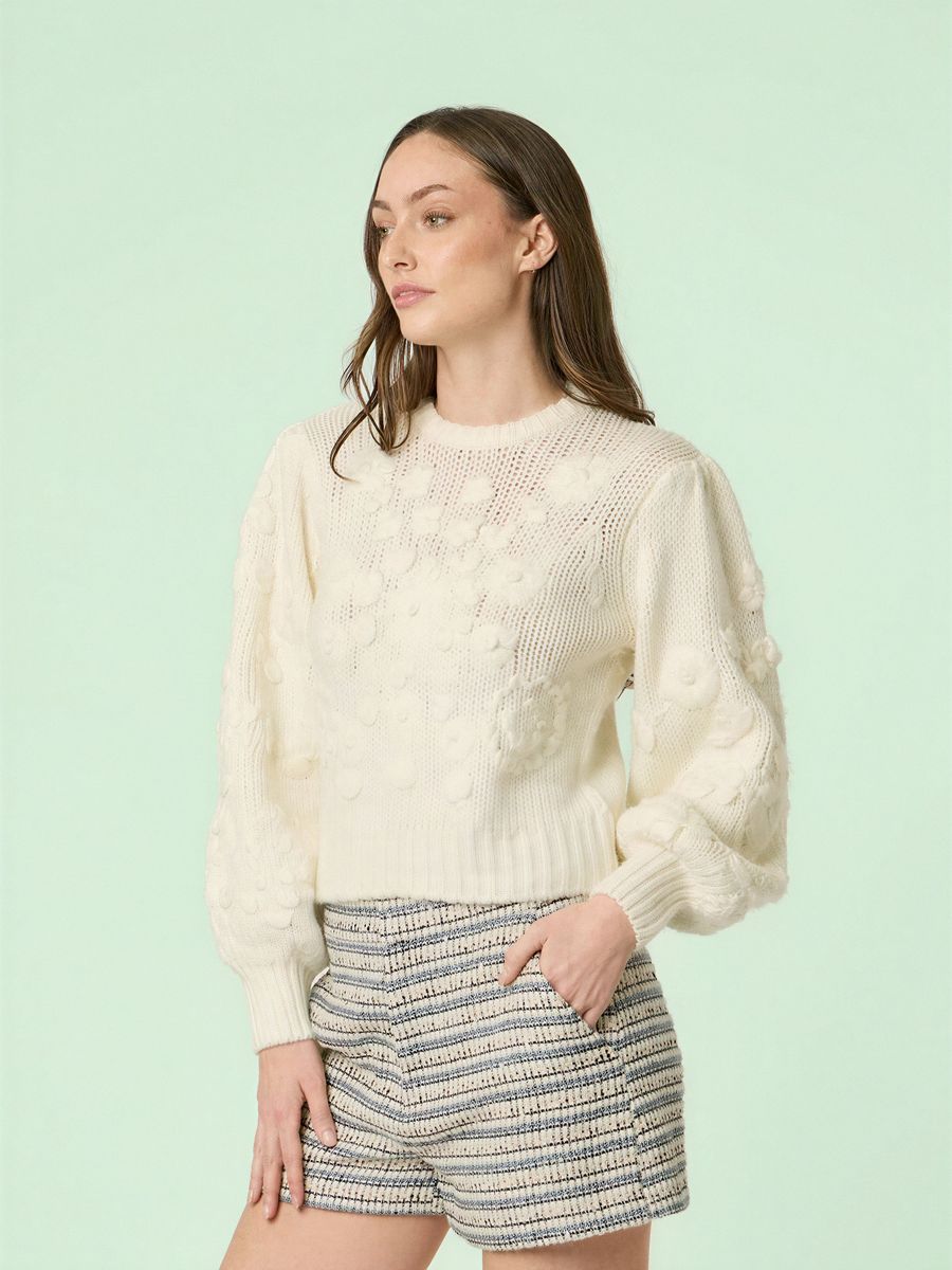 Women's cream textured sweater, made by Knitwear World